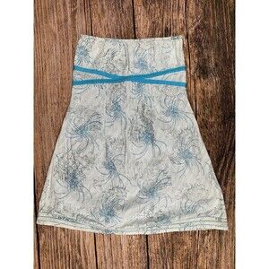 Free People Strapless White Blue Midi Dress Size 4 Embroidered Lace Side Zip